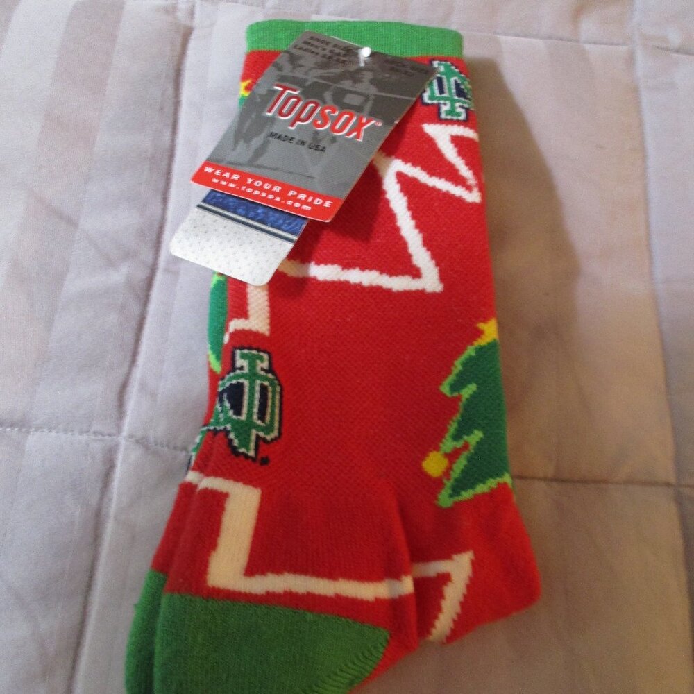 Pair of Topsox Notre Dame School Christmas Socks Made in USA